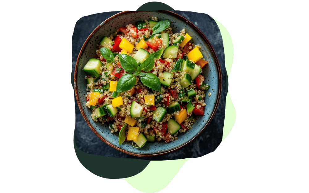 quinoa salat med grønnsaker er en av våre favoritter som lette sommerretter